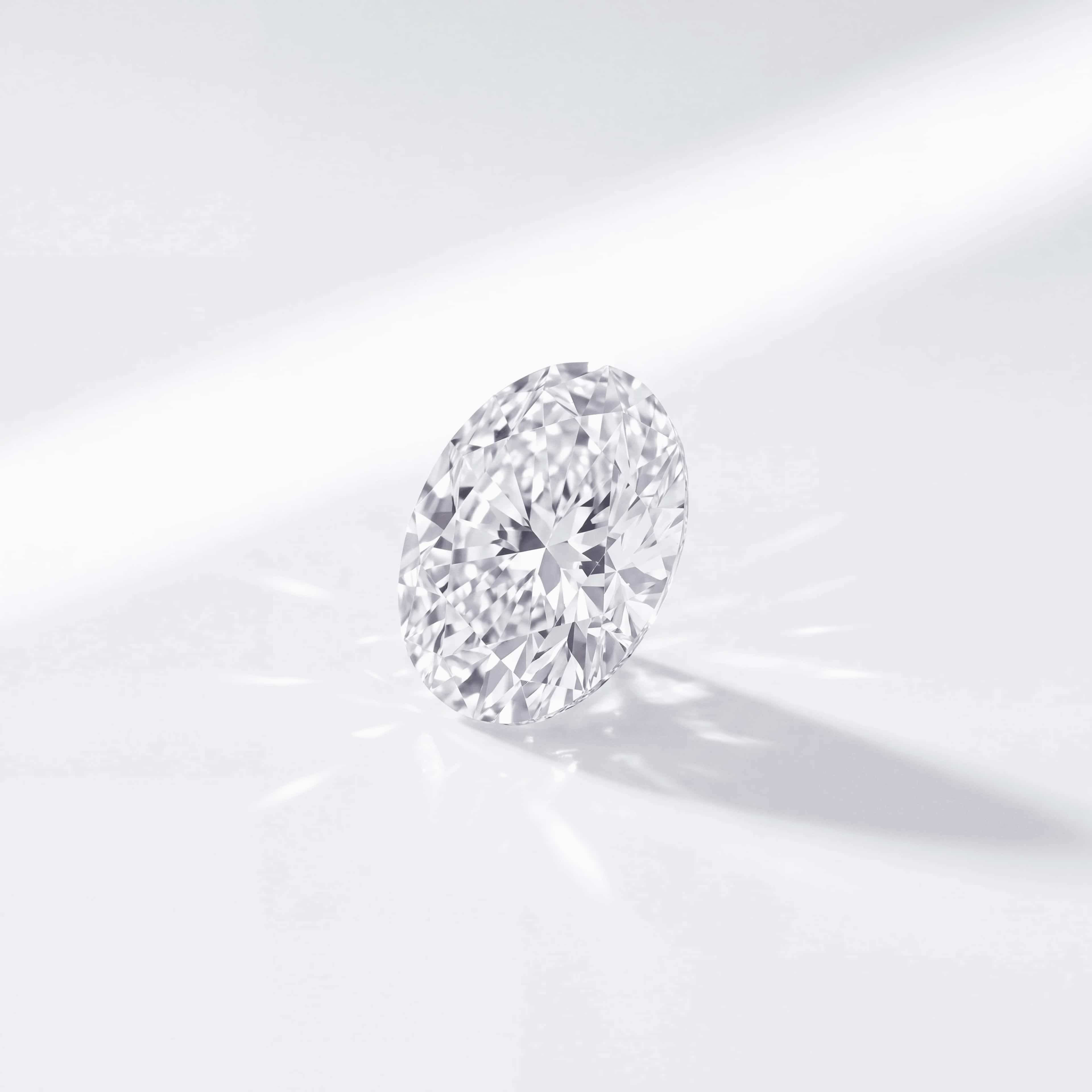 A loose oval-cut diamond before setting