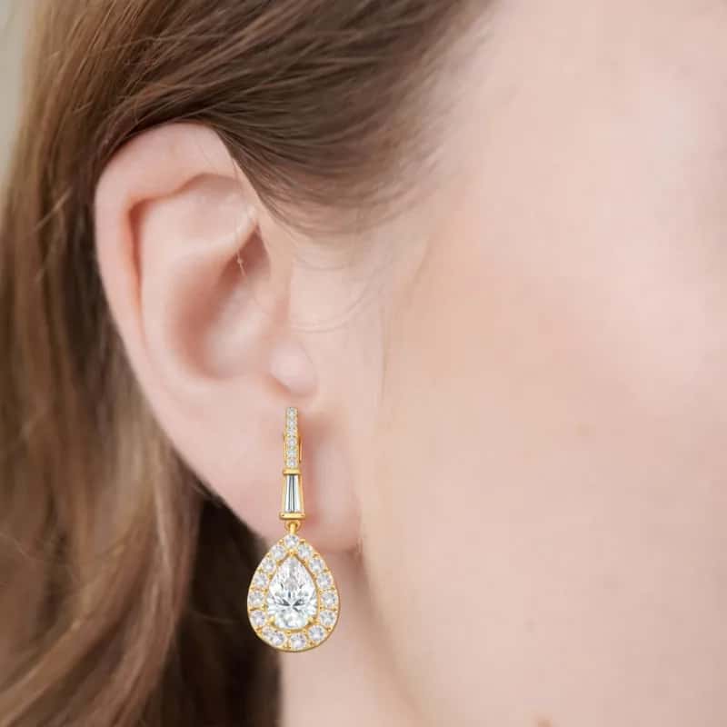 Natural diamond earrings on model