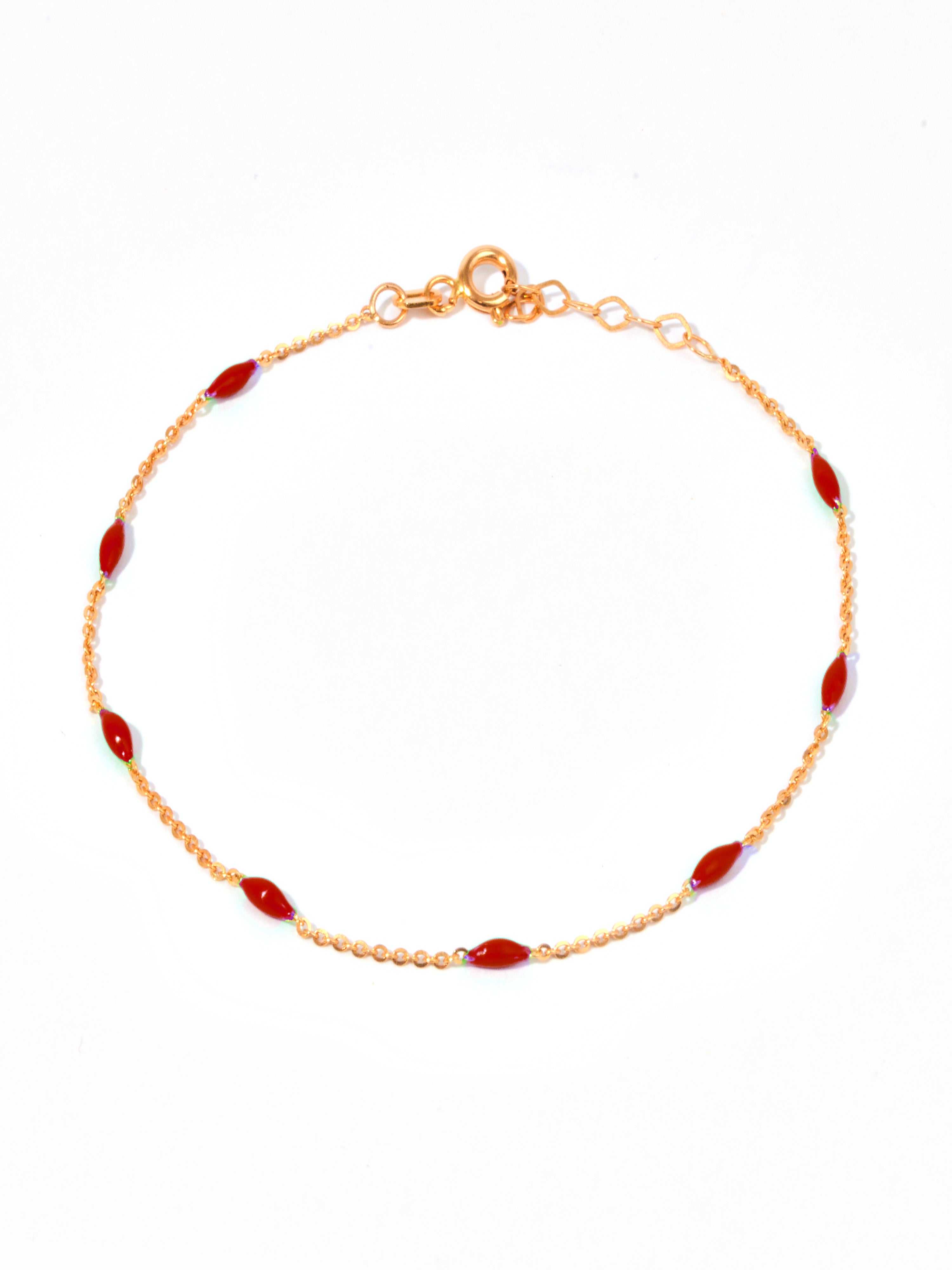 18ct Yellow Gold & Enamel Bracelet - Red