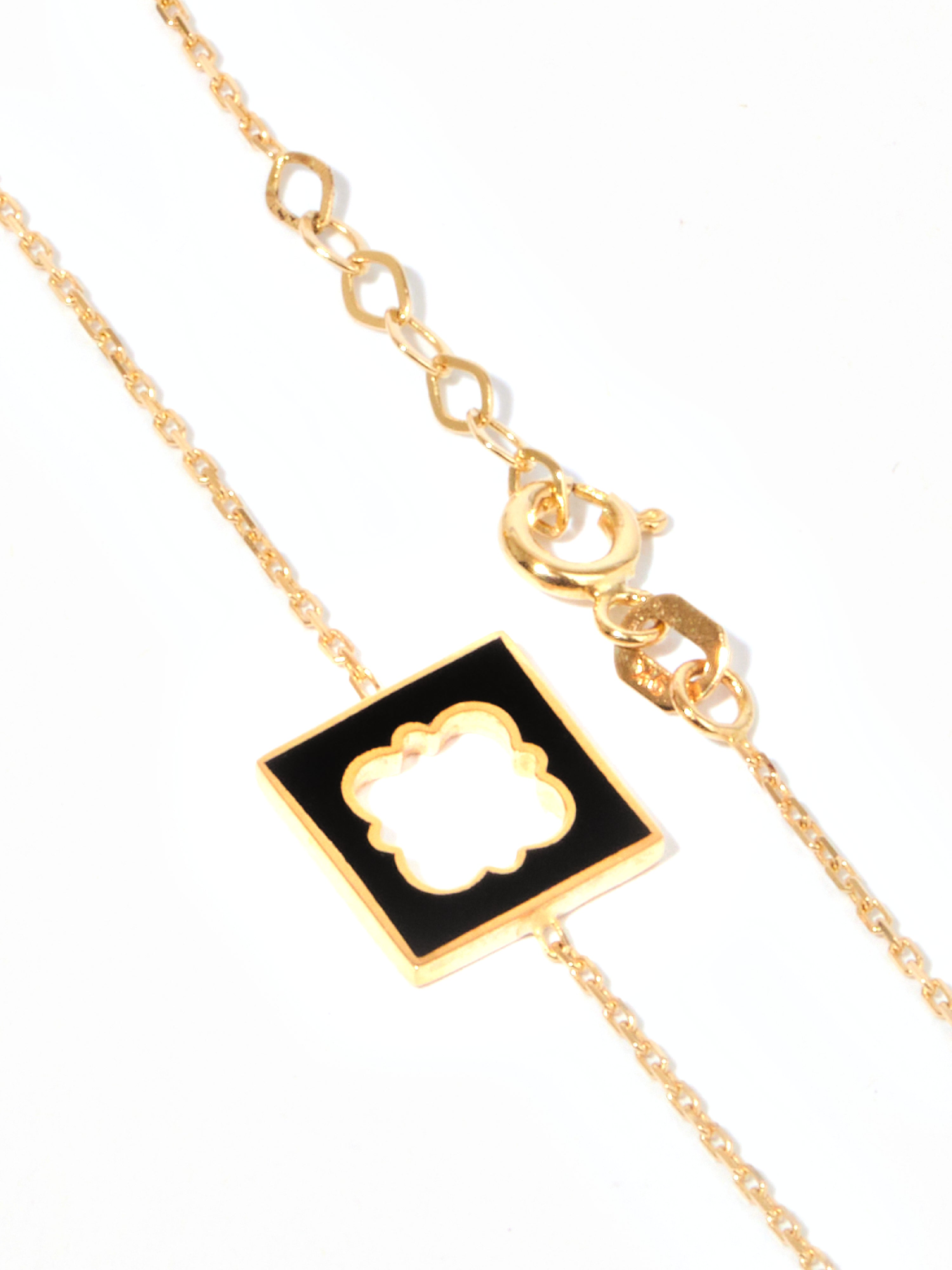 9ct Yellow Gold & Enamel Square Bracelet - Black