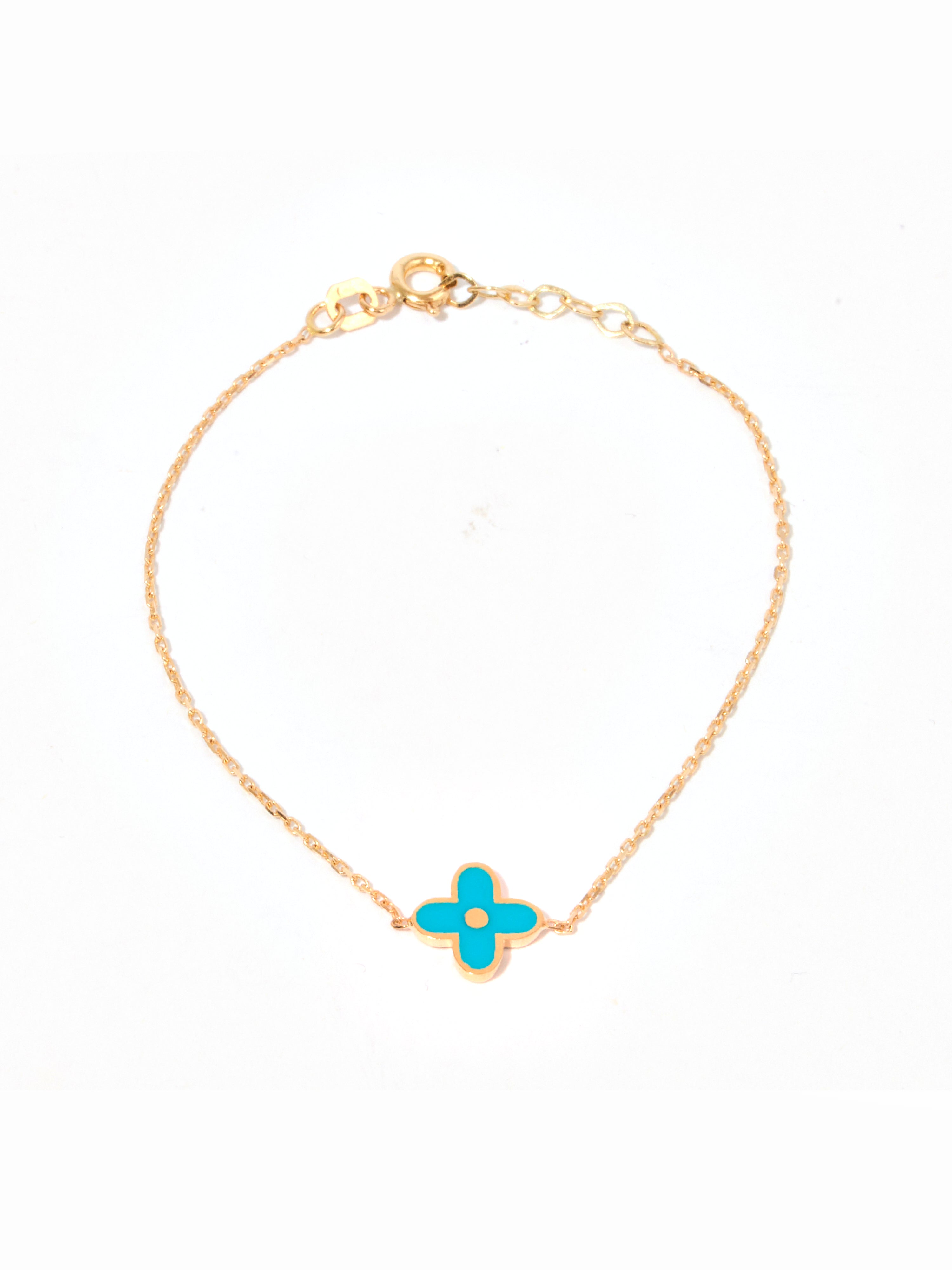 9ct Yellow Gold & Enamel Motif Bracelet - Blue