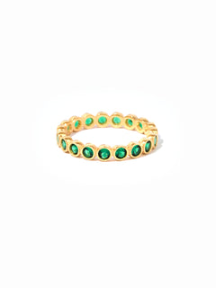 9ct Yellow Gold Round-Cut Eternity Band - Green