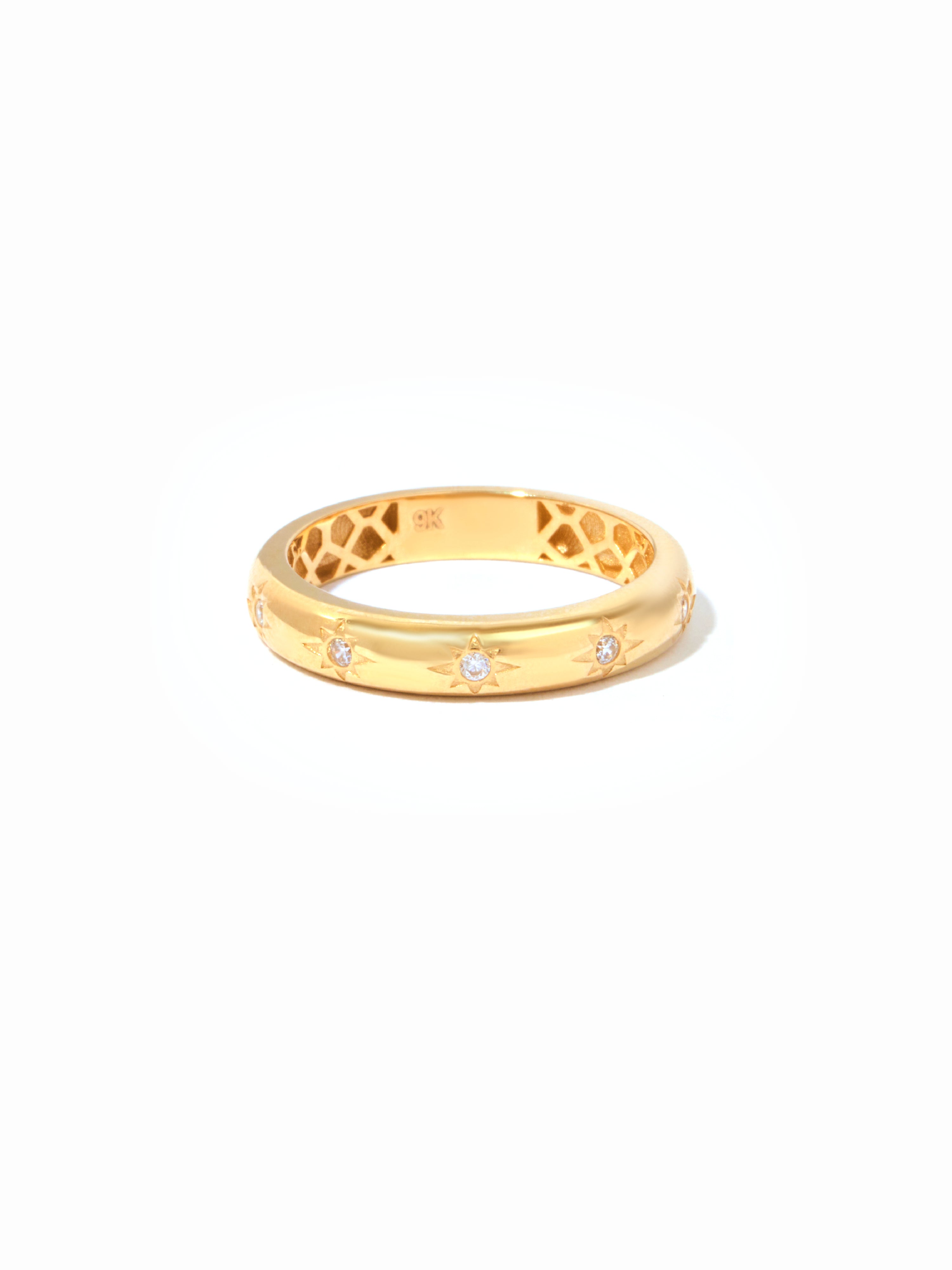 9ct Yellow Gold Gypsy-Set Band Ring